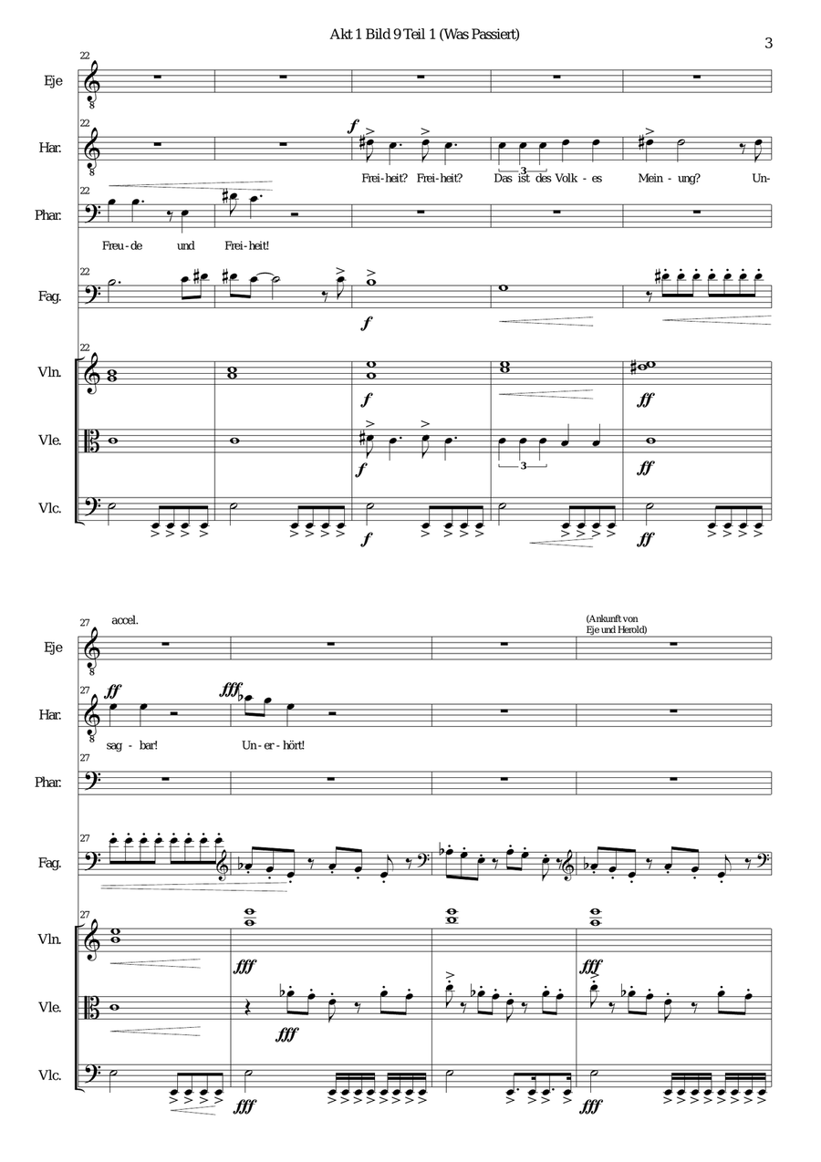 ATON part 12-Was passiert - 2 tenor voices, 1 bass voice, bassoon, strings Tenor Voice scores gallery preview page 3