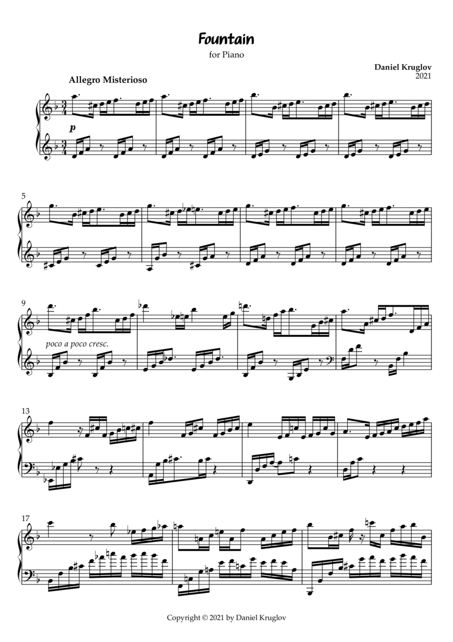 Fountain Piano Solo scores gallery preview page 1