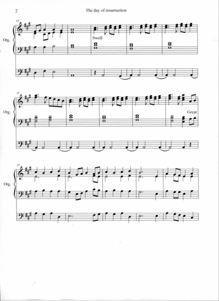 The day of resurrection - Hymn Prelude based on the hymn tune Ellacombe Organ Solo scores gallery preview page 3