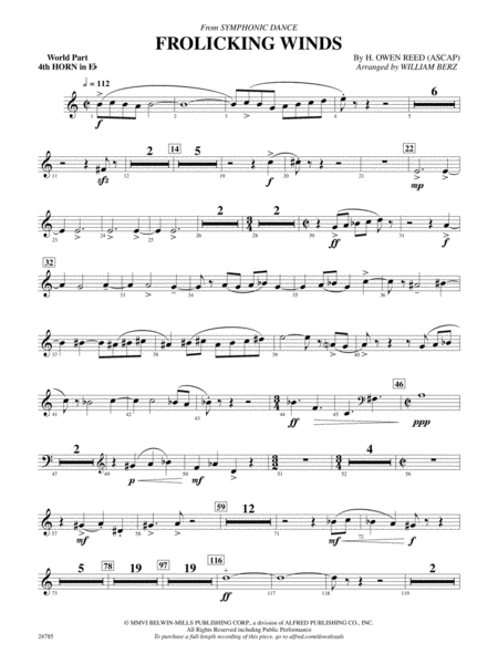 Frolicking Winds (from Symphonic Dance): (wp) 4th Horn in E-flat