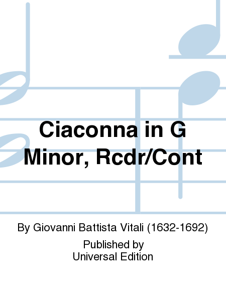 Ciaconna in G Minor, Rcdr/Cont