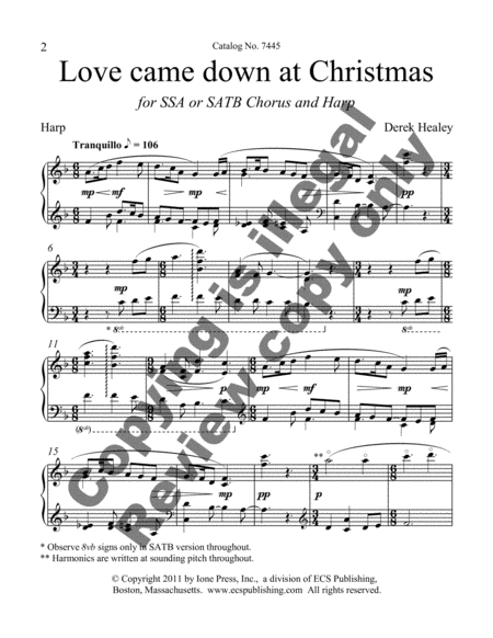 Love came down at Christmas (Harp Part)