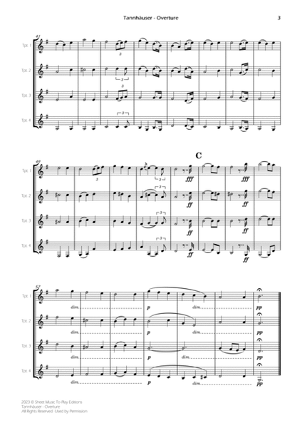 Tannhäuser (Overture) - Trumpet Quartet (Full Score and Parts) image number null