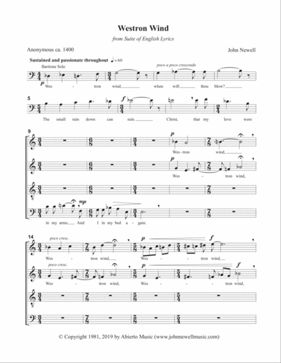 Westron Wind Westron Wind 4-Part scores gallery preview page 3