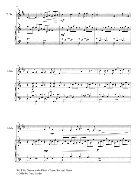 SHALL WE GATHER AT THE RIVER (Duet – Tenor Sax & Piano with Score/Part) image number null