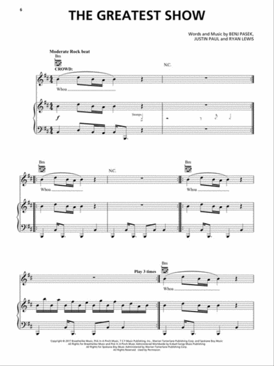 The Greatest Showman Piano, Vocal, Guitar scores gallery preview page 4