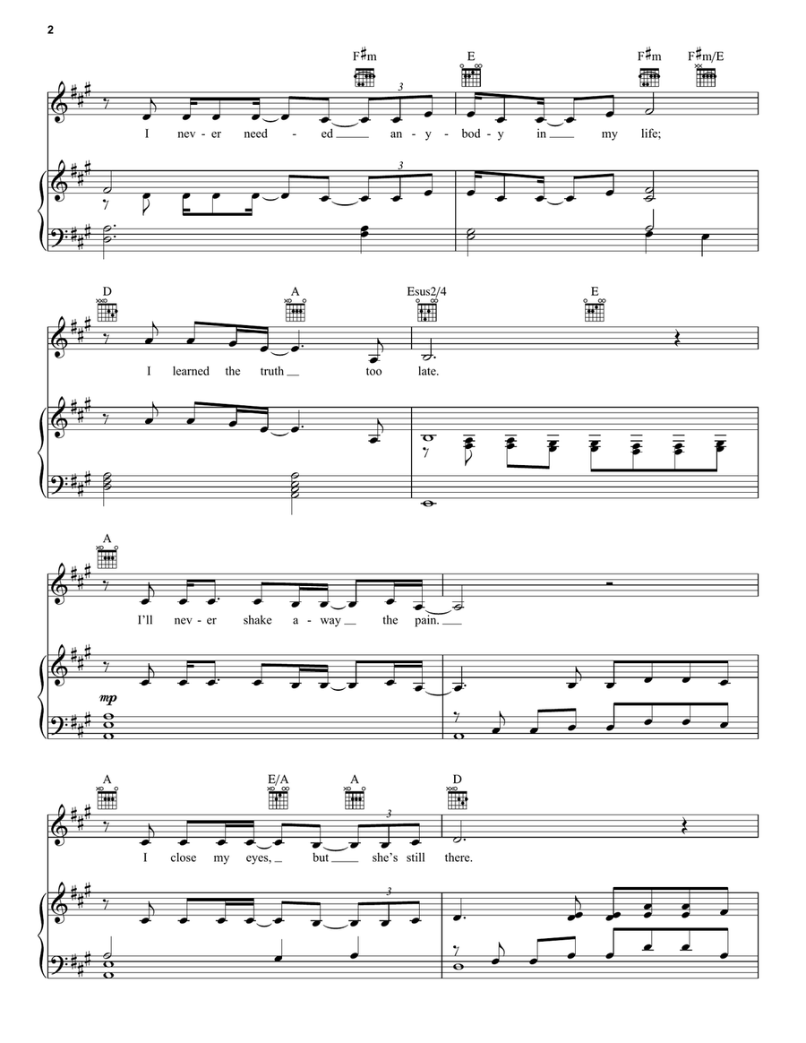 Evermore (from Beauty and the Beast) Piano, Vocal, Guitar scores gallery preview page 2