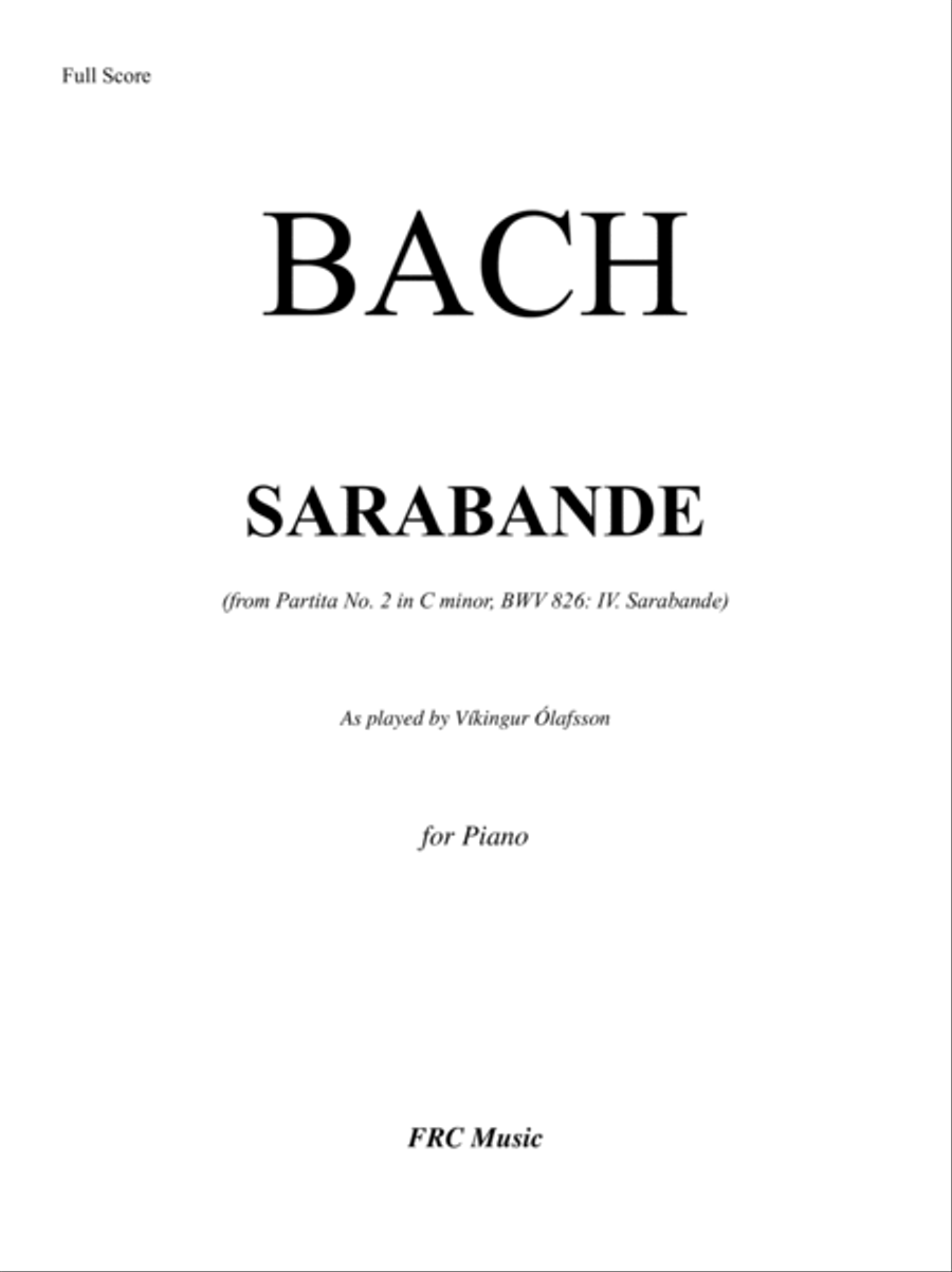 Partita No. 2 in C minor, BWV 826: IV. Sarabande (As played by Vikingur Olafsson) Piano Solo scores gallery preview page 2