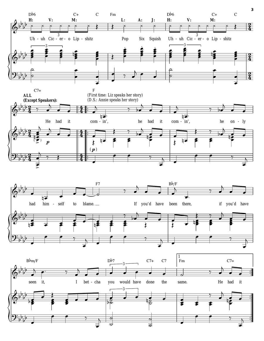 Cell Block Tango Piano, Vocal scores gallery preview page 3