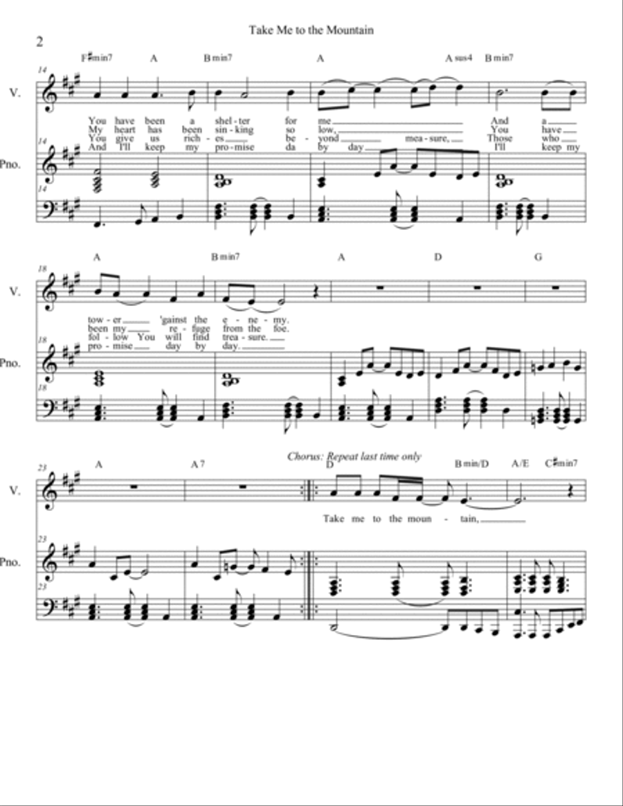 Take me to the mountain - Medium voice Medium Voice scores gallery preview page 2