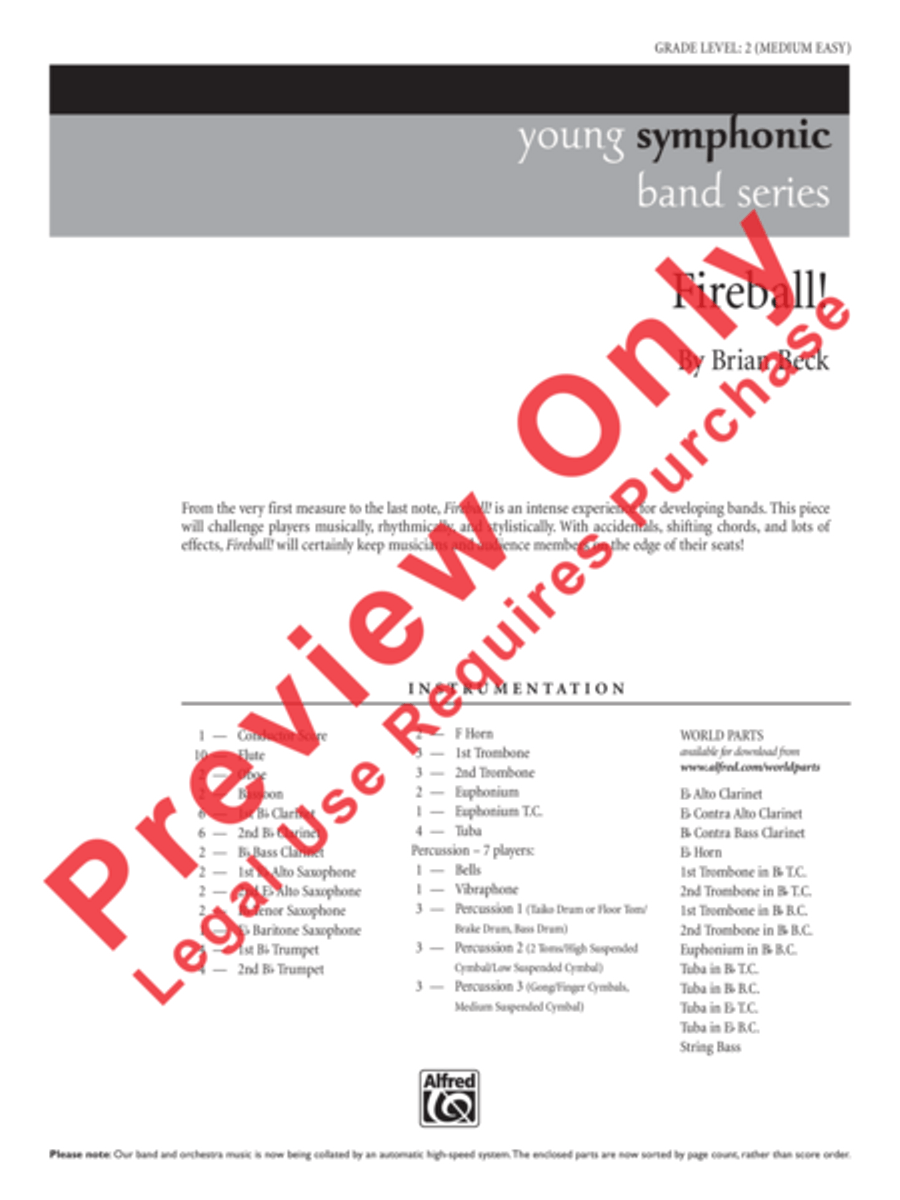 Fireball! Fireball! Concert Band scores gallery preview page 2