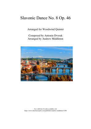 Book cover for Slavonic Dance No. 8, Op. 46 arranged for Woodwind Quintet