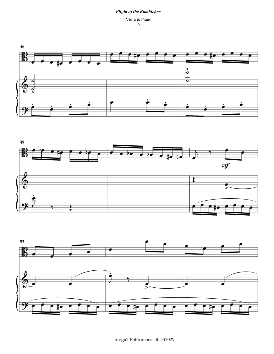 Korsakov: Flight of the Bumblebee for Viola & Piano Viola scores gallery preview page 6