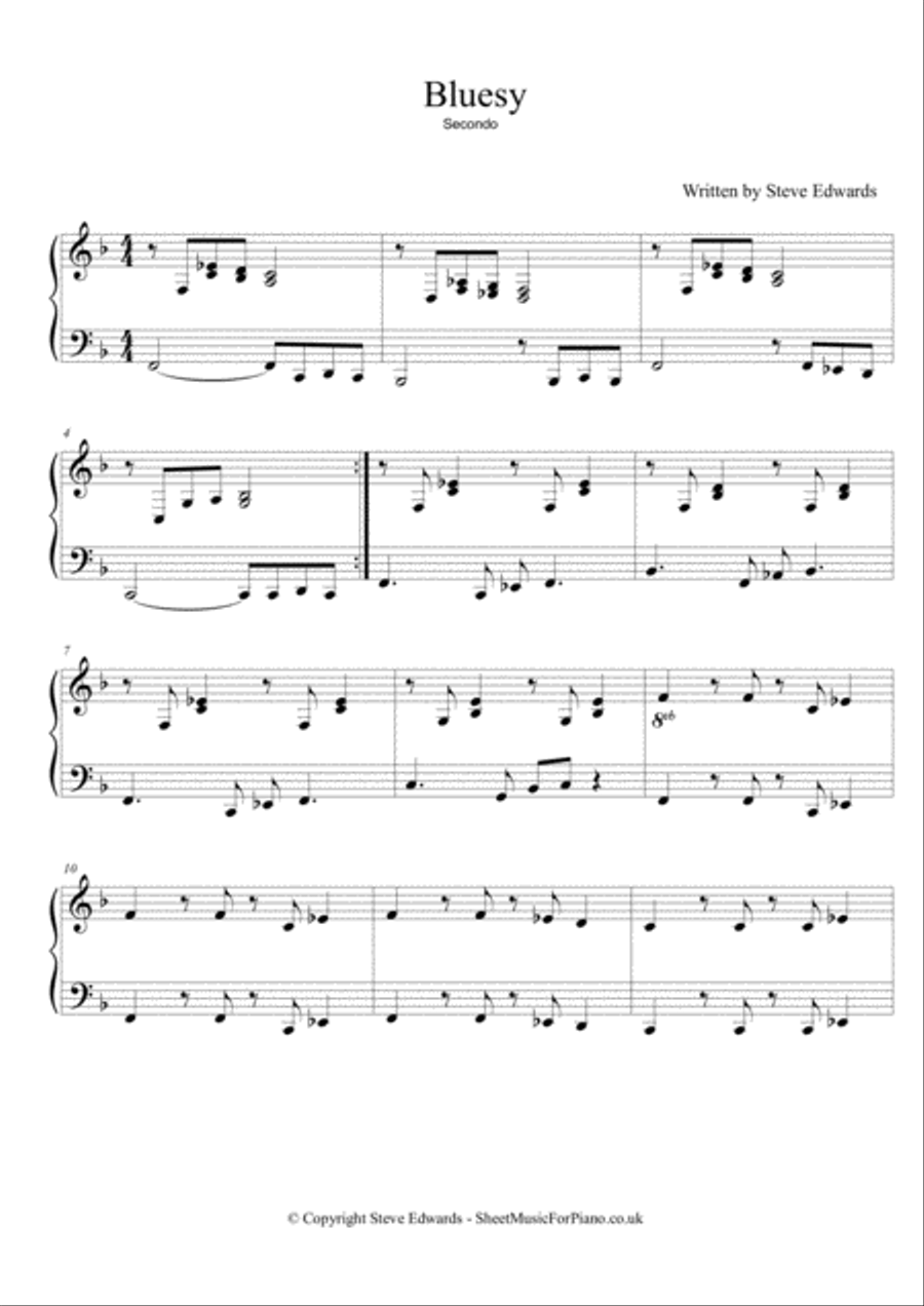 Bluesy - Four Hands - One Piano - Easy/Moderate 1 Piano, 4-Hands scores gallery preview page 2