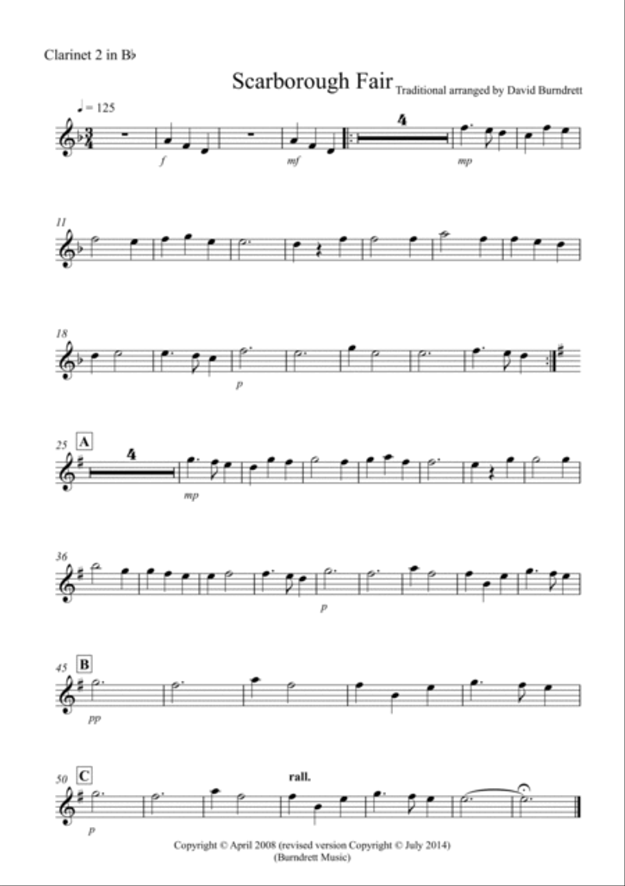Scarborough Fair for Clarinet Quartet Clarinet Quartet scores gallery preview page 4