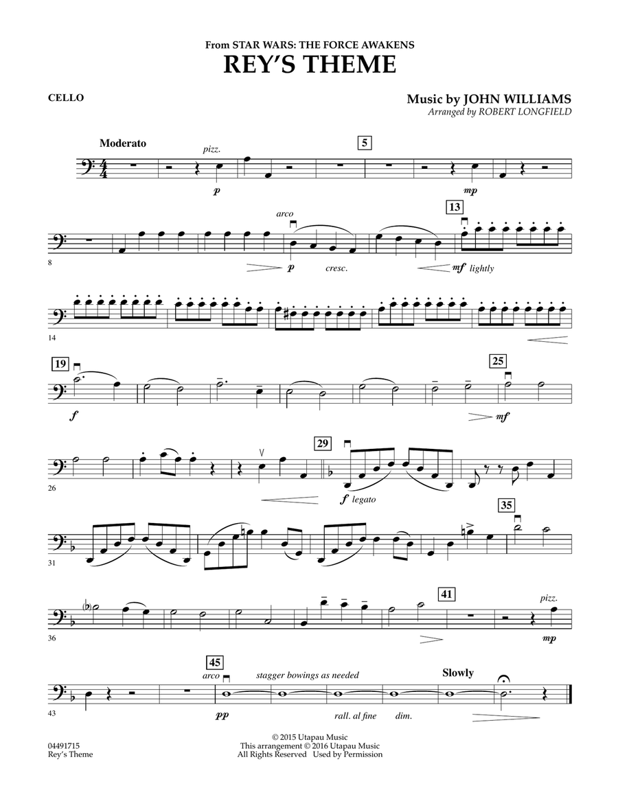 Rey's Theme (from Star Wars: The Force Awakens) - Cello Orchestra scores gallery preview page 1