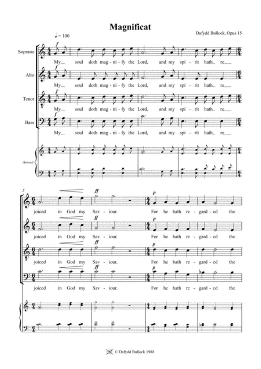 Magnificat and Nunc Dimittis, Op 15 4-Part scores gallery preview page 1