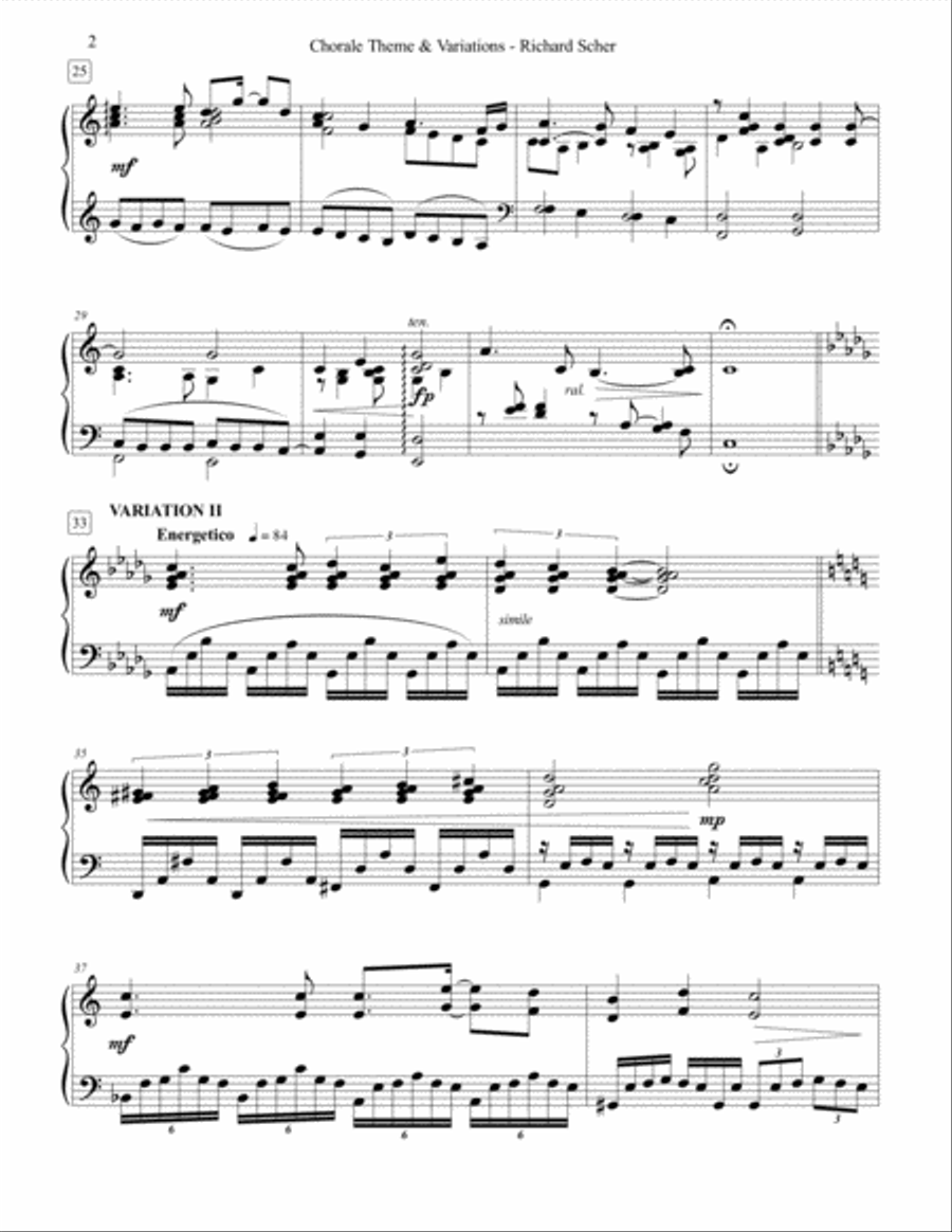 CHORALE THEME & VARIATIONS for solo piano Piano Solo scores gallery preview page 2