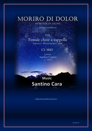 Morirò di dolor - Sacred madrigal for female choir a cappella
