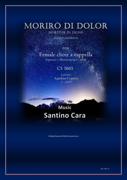 Morirò di dolor - Sacred madrigal for female choir a cappella image number null