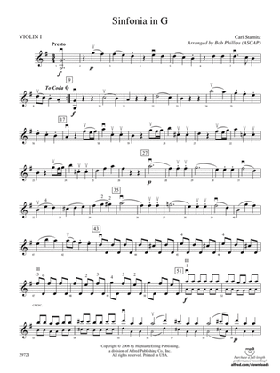 Sinfonia in G: 1st Violin