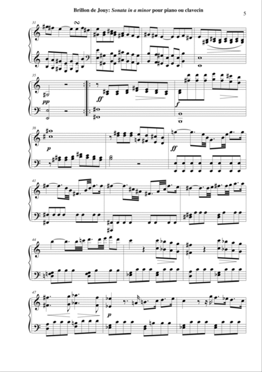 Anne-Louise Brillon de Jouy: Sonata in a minor for piano or harpsichord Harpsichord scores gallery preview page 5