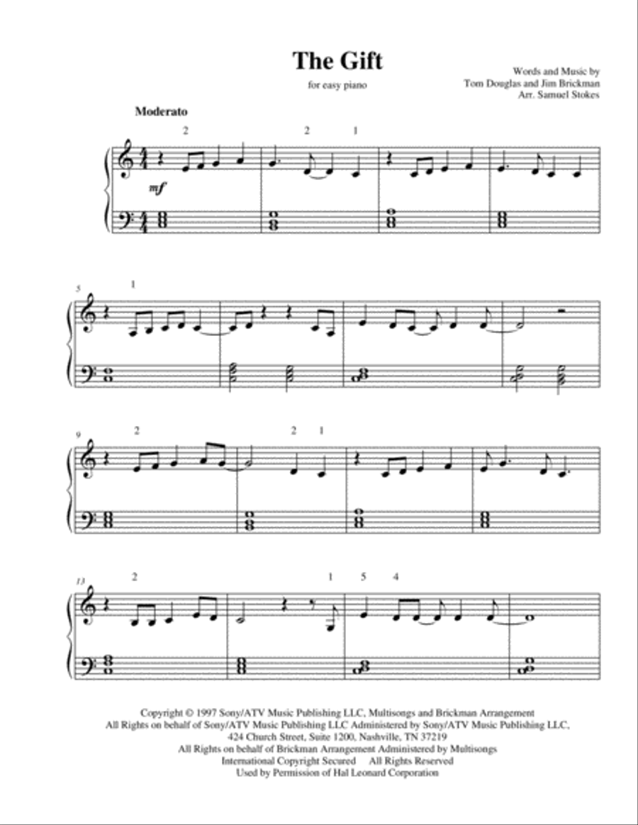 The Gift The Gift Easy Piano scores gallery preview page 1