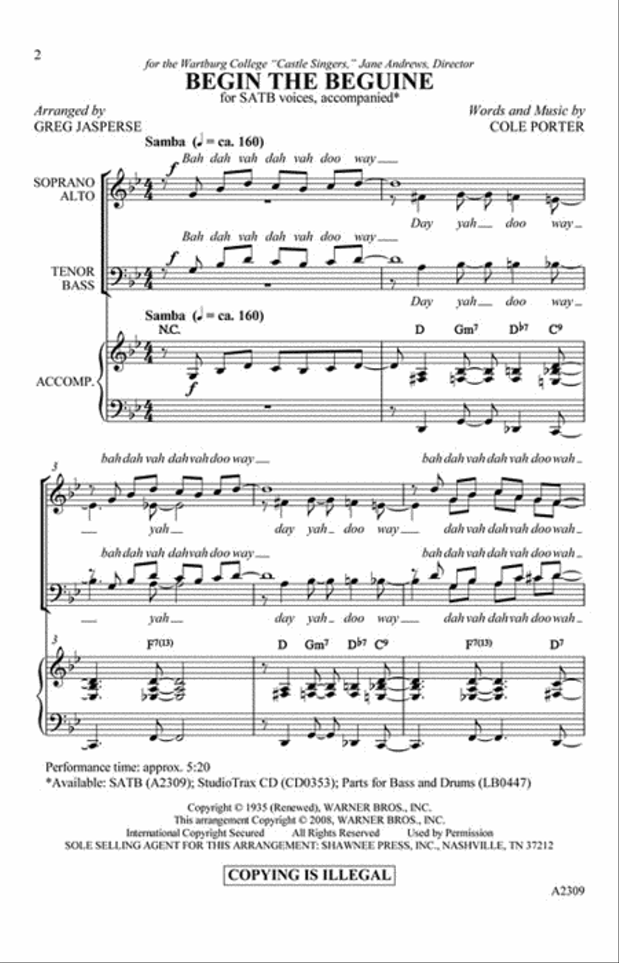 Begin the Beguine 4-Part scores gallery preview page 2