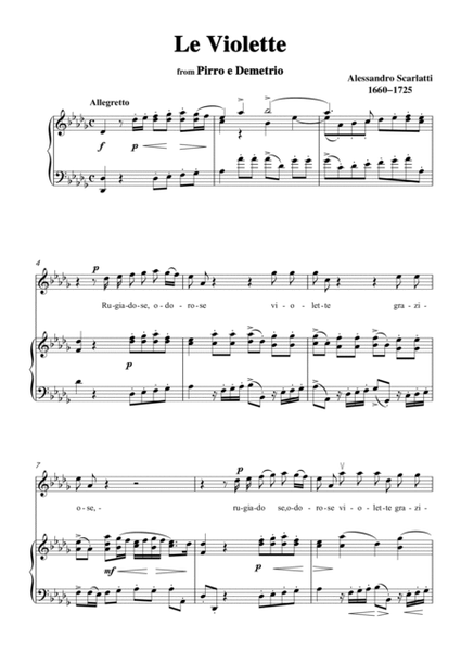 Scarlatti-Le Violette in D flat Major,from Pirro e Demetrio,for Voice&Piano image number null