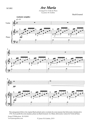 Bach-Gounod: Ave Maria for Violin & Piano