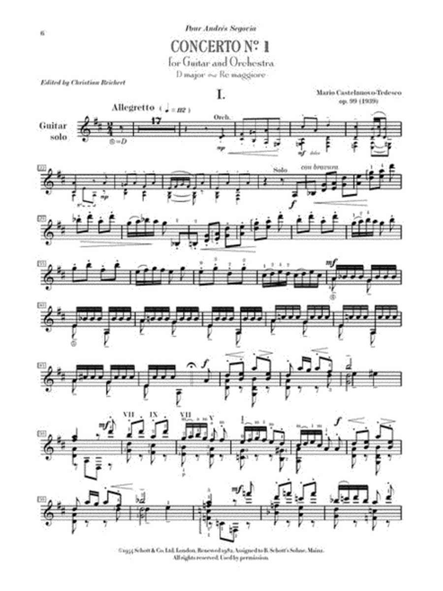 Castelnuovo-Tedesco – Guitar Concerto No. 1 in D Major, Op. 99 image number null