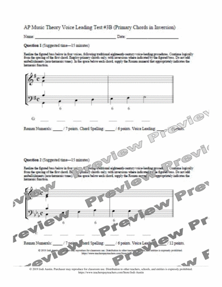 AP Music Theory - Voice Leading Test Pack