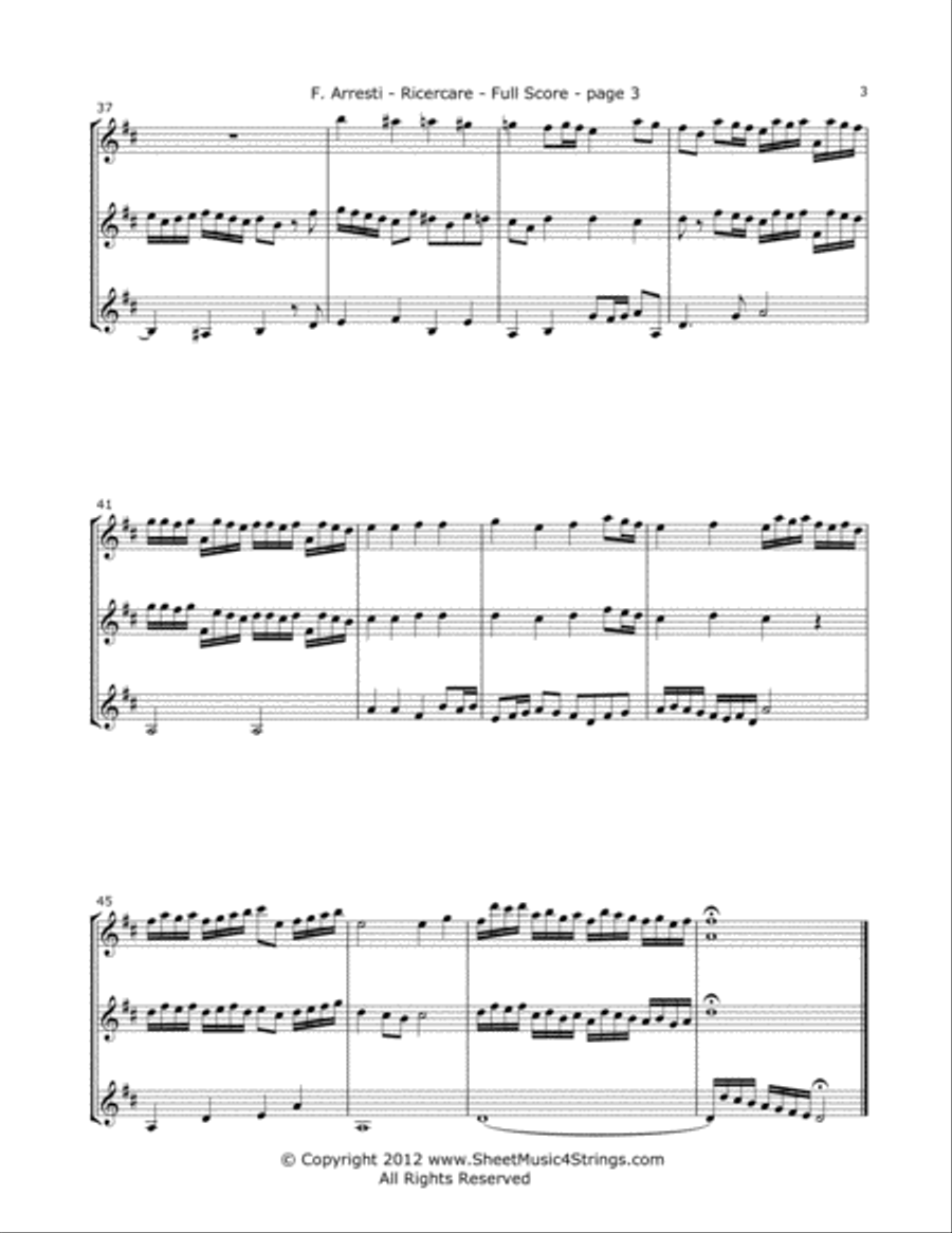 Arresti, F. - Ricercare for Three Violins image number null