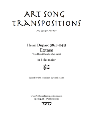 Book cover for DUPARC: Extase (transposed to B-flat major)