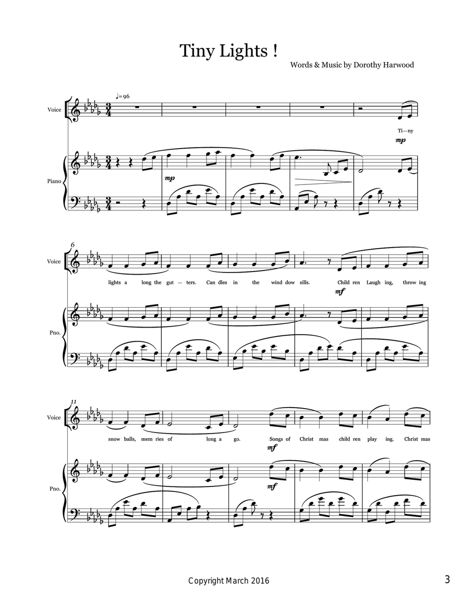 Tiny Lights Piano, Vocal scores gallery preview page 3
