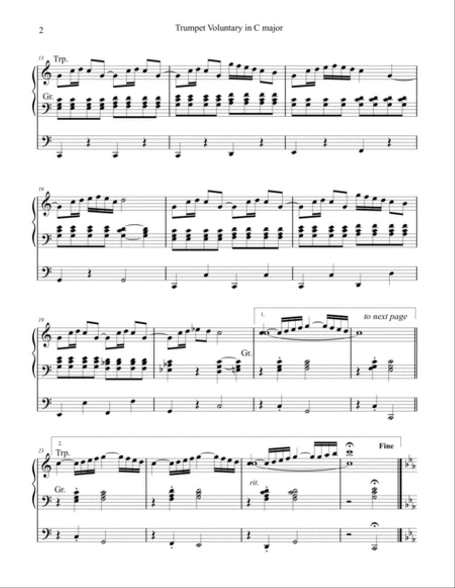 Trumpet Voluntary in C Major, organ work by Phil Lehenbauer Trumpet scores gallery preview page 3