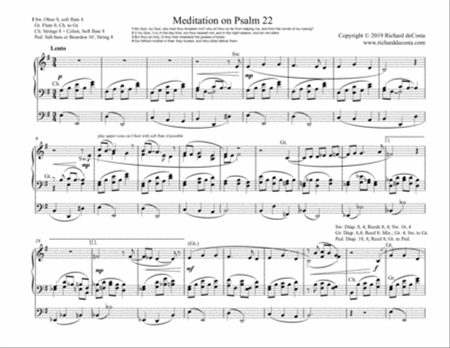 Meditation on Psalm 22 Organ Solo scores gallery preview page 1