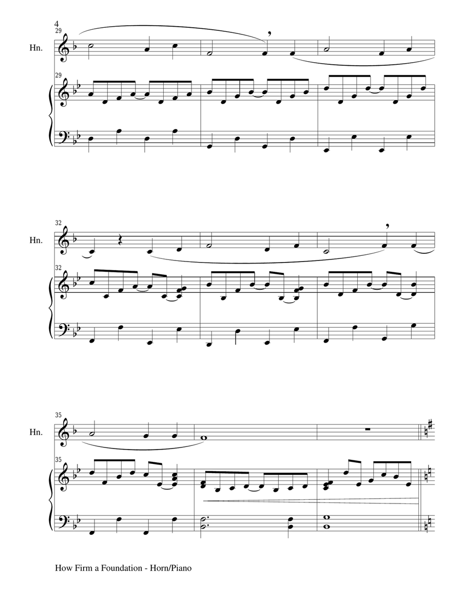 HOW FIRM A FOUNDATION (Horn/Piano and Horn Part) Brass Duet scores gallery preview page 4
