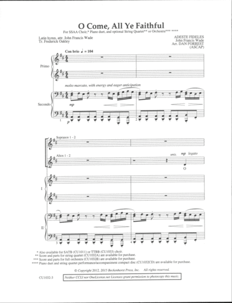 O Come, All Ye Faithful - SSAA - Forrest SSAA scores gallery preview page 2