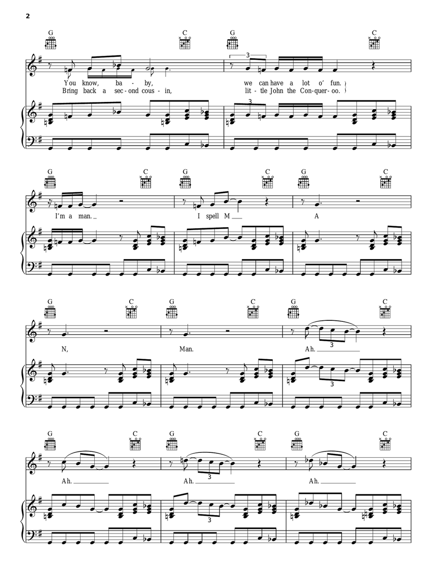 I'm A Man Piano, Vocal, Guitar scores gallery preview page 2