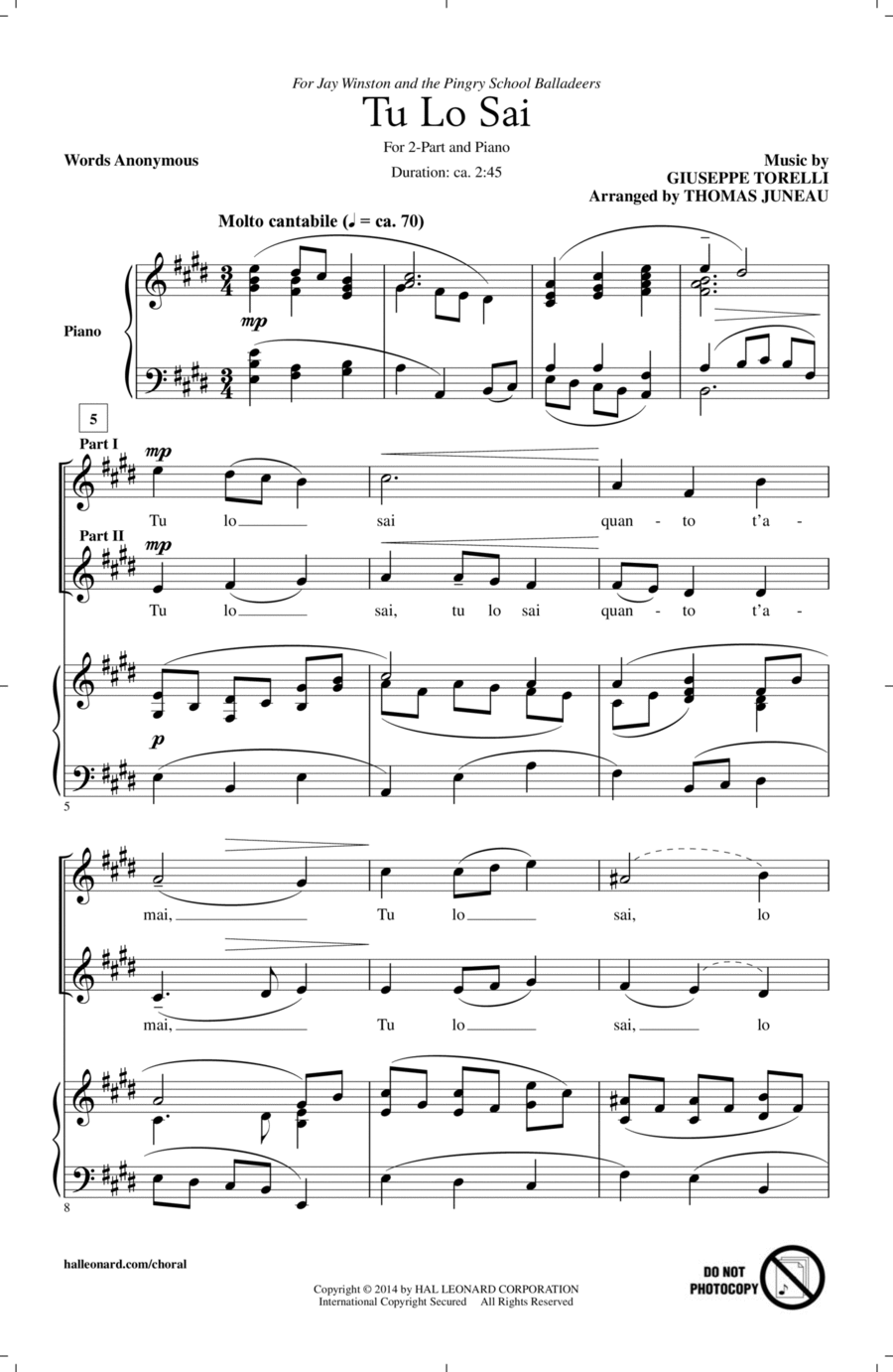 Tu Lo Sai 2-Part scores gallery preview page 1