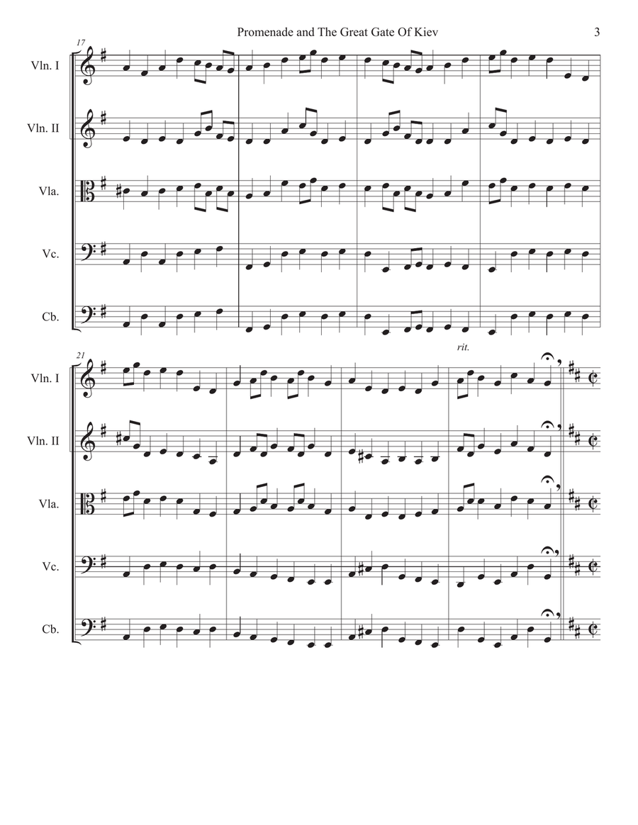 Promenade and The Great Gate Of Kiev String Orchestra scores gallery preview page 3