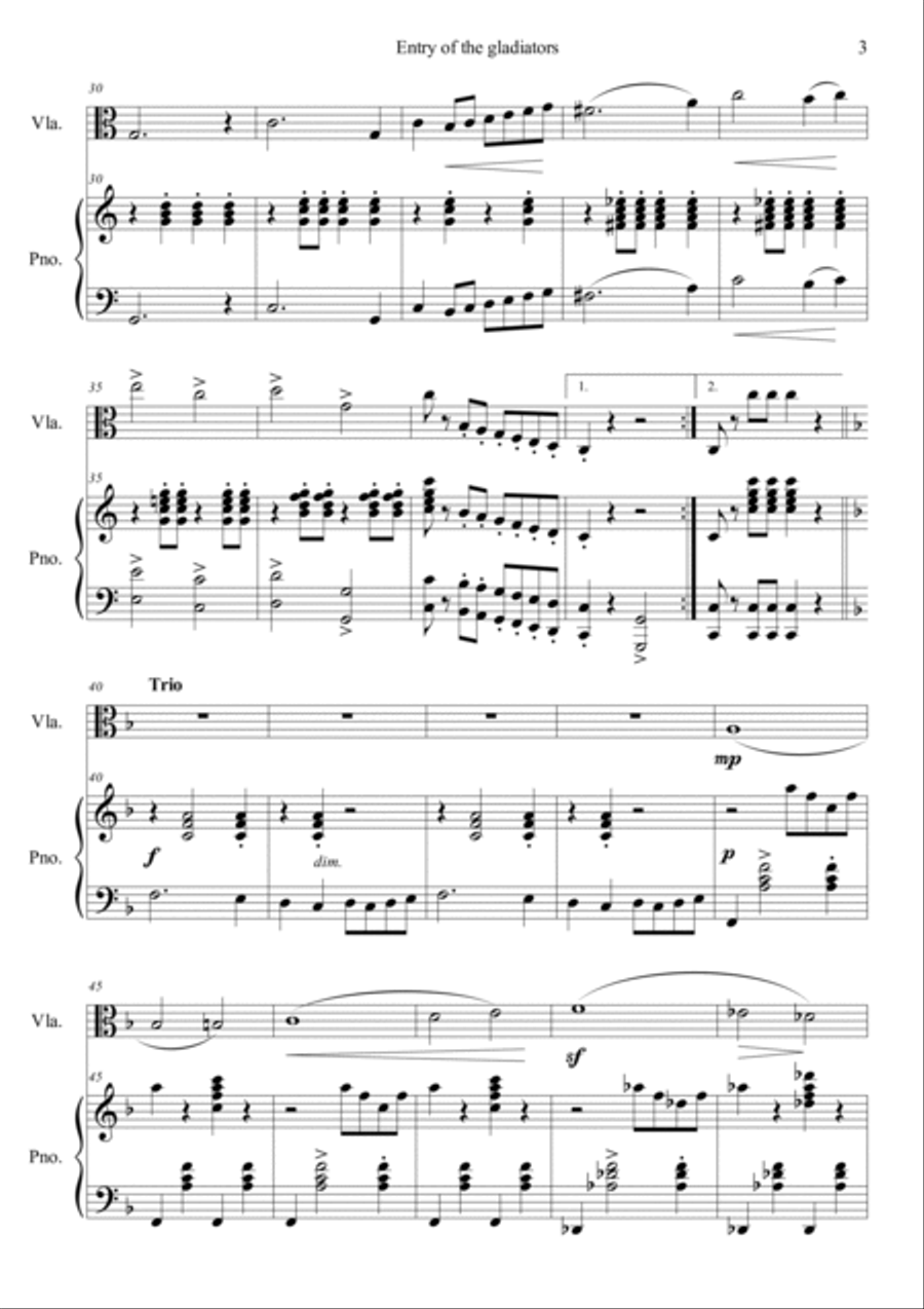 Entry of the Gladiators Viola scores gallery preview page 3