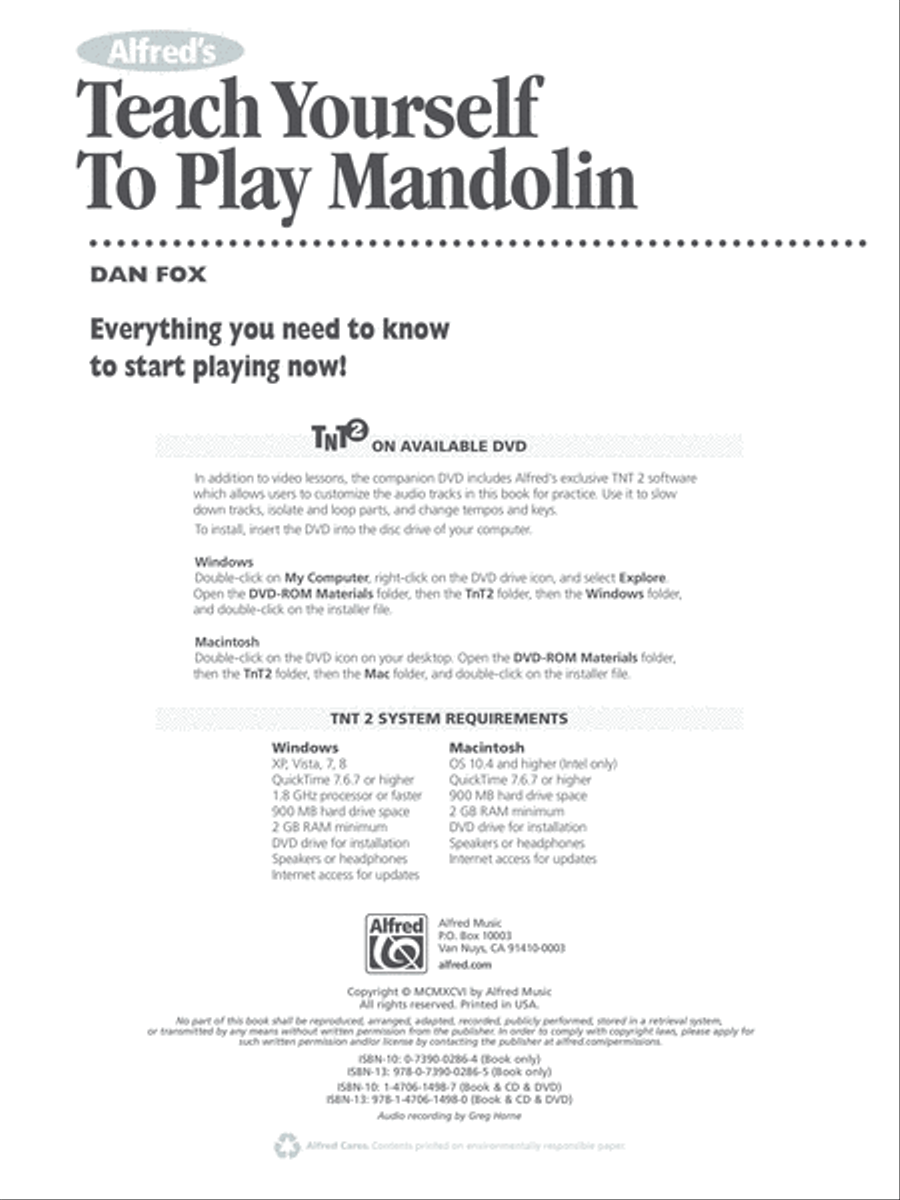 Teach Yourself To Play Mandolin - Book