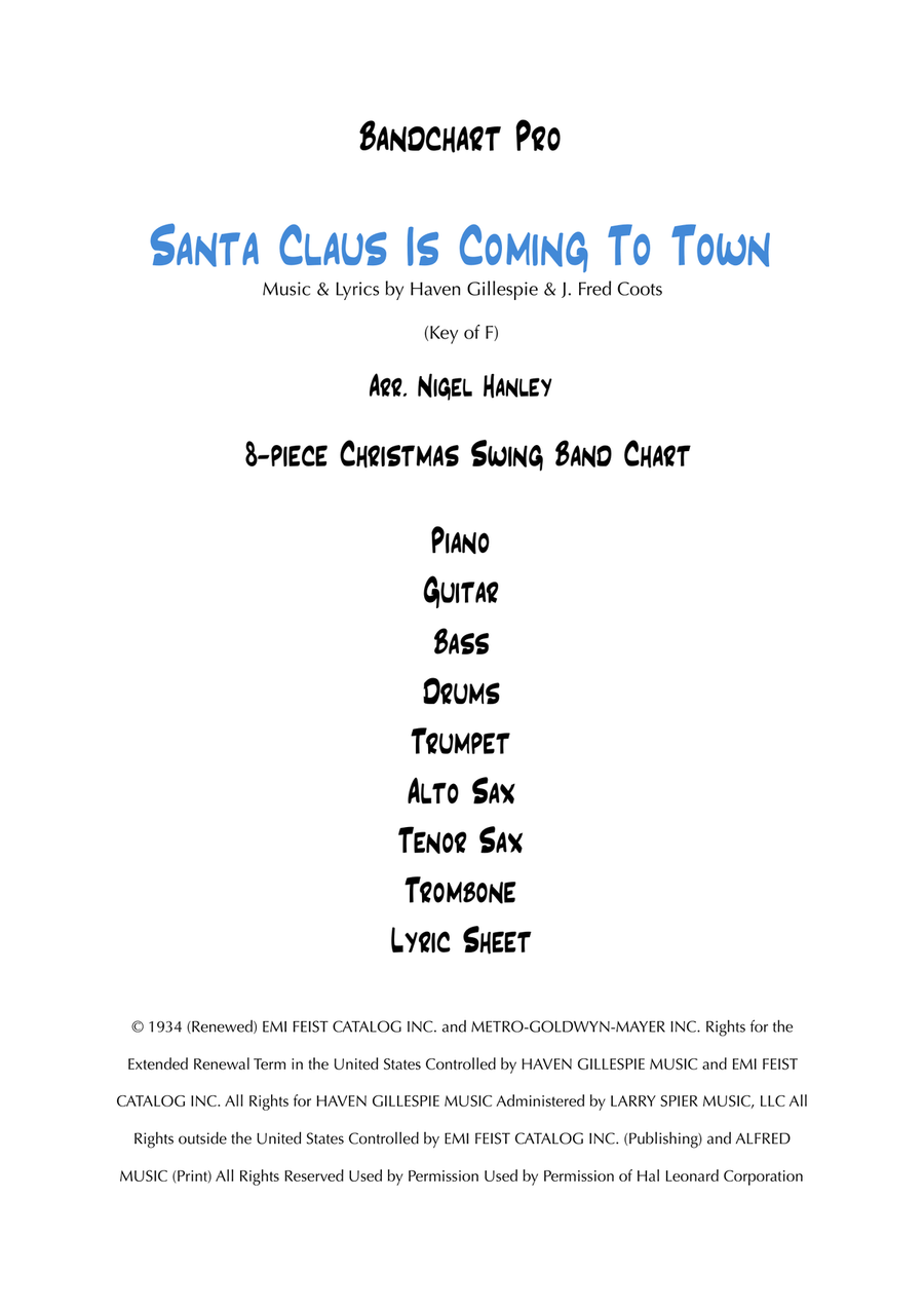 Santa Claus Is Comin' To Town Jazz Ensemble scores gallery preview page 1