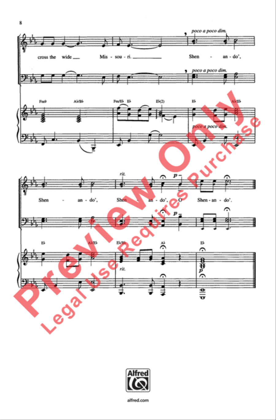 Shenandoah Shenandoah Men's Choir scores gallery preview page 8