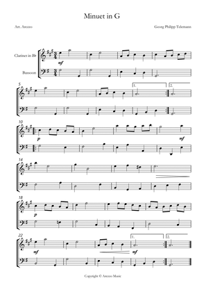 telemann twv 32:13 minuet in g Clarinet and Bassoon sheet music