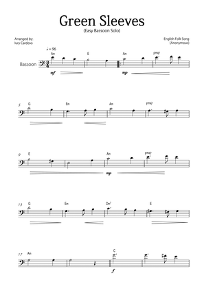 "Green Sleeves" - Beautiful easy version for BASSOON SOLO.