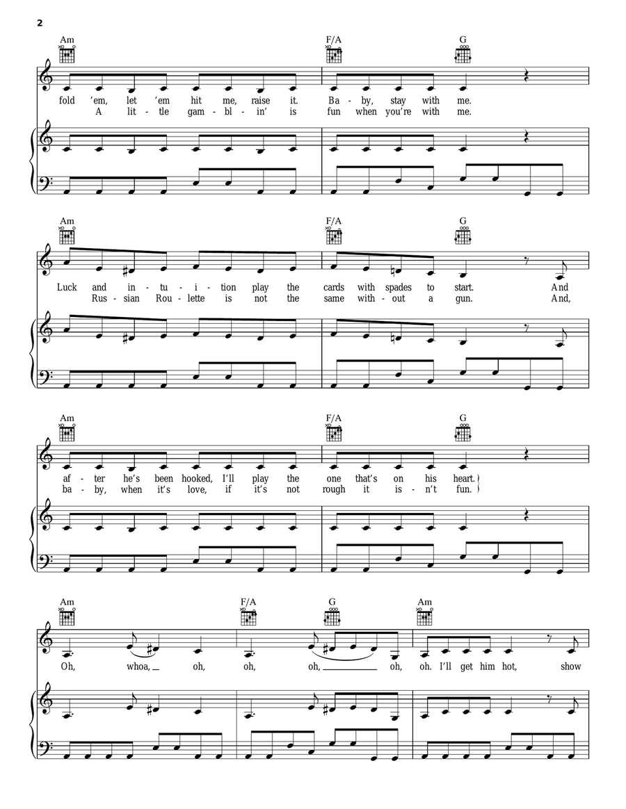 Poker Face Piano, Vocal, Guitar scores gallery preview page 2