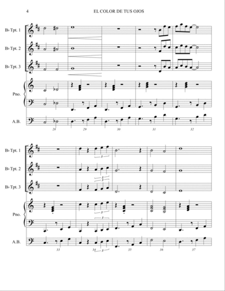 EL COLOR DE TUS OJOS EL COLOR DE TUS OJOS Jazz Ensemble scores gallery preview page 4
